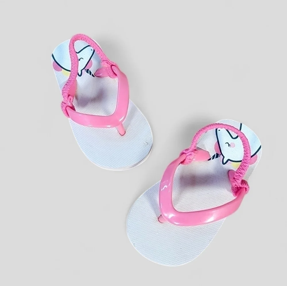 Cat & Jack Unicorn Flip Flops Back strap Pink Size 5/6